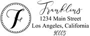 Solid Line and Dot Border Letter F Monogram Stamp Sample